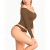 image:imageMANGOPOP Off The Shoulder Tops for Women Sexy Long Sleeve T Shirt Slim Fitted Tee Casual Blouse Going Out TopsD01 Tan