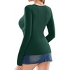 image:imageMANGOPOP Womens Cross Wrap Ruched Plunge Sexy Deep V Neck Slim Fit Long Sleeve Fleece Lined T Shirt Tunic Tops TeeDeep Green