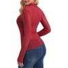 image:imageMANGOPOP Womens Mesh Tops Long Sleeve Sheer Top Sexy Stretchy See Through Striped Shirts Going Out Basic Tee BlouseWine Red Striped