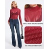 image:imageMANGOPOP Womens Mesh Tops Long Sleeve Sheer Top Sexy Stretchy See Through Striped Shirts Going Out Basic Tee BlouseWine Red Striped