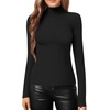 image:imageMANGOPOP Womens Mock Turtle Neck Slim Fit Long Sleeve Shirts Fall Fashion Tight Tops Basic Tee Winter Undershirt01 Black
