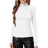 image:imageMANGOPOP Womens Mock Turtle Neck Slim Fit Long Sleeve Shirts Fall Fashion Tight Tops Basic Tee Winter Undershirt02 White