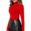 image:imageMANGOPOP Womens Mock Turtle Neck Slim Fit Long Sleeve Shirts Fall Fashion Tight Tops Basic Tee Winter Undershirt08 Red