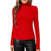 image:imageMANGOPOP Womens Mock Turtle Neck Slim Fit Long Sleeve Shirts Fall Fashion Tight Tops Basic Tee Winter Undershirt08 Red