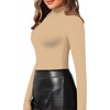 image:imageMANGOPOP Womens Mock Turtle Neck Slim Fit Long Sleeve Shirts Fall Fashion Tight Tops Basic Tee Winter Undershirt10 Mocha
