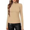 image:imageMANGOPOP Womens Mock Turtle Neck Slim Fit Long Sleeve Shirts Fall Fashion Tight Tops Basic Tee Winter Undershirt10 Mocha