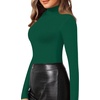 image:imageMANGOPOP Womens Mock Turtle Neck Slim Fit Long Sleeve Shirts Fall Fashion Tight Tops Basic Tee Winter Undershirt11 Deep Green