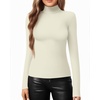 image:imageMANGOPOP Womens Mock Turtle Neck Slim Fit Long Sleeve Shirts Fall Fashion Tight Tops Basic Tee Winter Undershirt12 Beige