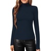 image:imageMANGOPOP Womens Mock Turtle Neck Slim Fit Long Sleeve Shirts Fall Fashion Tight Tops Basic Tee Winter Undershirt13 Navy Blue