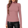 image:imageMANGOPOP Womens Mock Turtle Neck Slim Fit Long Sleeve Shirts Fall Fashion Tight Tops Basic Tee Winter Undershirt14 Marsala