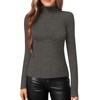 image:imageMANGOPOP Womens Mock Turtle Neck Slim Fit Long Sleeve Shirts Fall Fashion Tight Tops Basic Tee Winter Undershirt16 Dark Heather Grey