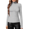 image:imageMANGOPOP Womens Mock Turtle Neck Slim Fit Long Sleeve Shirts Fall Fashion Tight Tops Basic Tee Winter Undershirt17 Light Heather Grey
