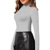 image:imageMANGOPOP Womens Mock Turtle Neck Slim Fit Long Sleeve Shirts Fall Fashion Tight Tops Basic Tee Winter Undershirt17 Light Heather Grey