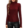 image:imageMANGOPOP Womens Mock Turtle Neck Slim Fit Long Sleeve Shirts Fall Fashion Tight Tops Basic Tee Winter Undershirt20 Burgundy With Patterned