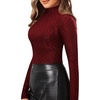image:imageMANGOPOP Womens Mock Turtle Neck Slim Fit Long Sleeve Shirts Fall Fashion Tight Tops Basic Tee Winter Undershirt20 Burgundy With Patterned