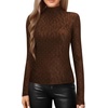 image:imageMANGOPOP Womens Mock Turtle Neck Slim Fit Long Sleeve Shirts Fall Fashion Tight Tops Basic Tee Winter Undershirt21 Coffee With Patterned