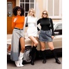 image:imageMANGOPOP Womens Mock Turtle Neck Slim Fit Long Sleeve Shirts Fall Fashion Tight Tops Basic Tee Winter Undershirt22 Orange