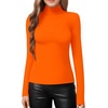 image:imageMANGOPOP Womens Mock Turtle Neck Slim Fit Long Sleeve Shirts Fall Fashion Tight Tops Basic Tee Winter Undershirt22 Orange