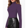 image:imageMANGOPOP Womens Mock Turtle Neck Slim Fit Long Sleeve Shirts Fall Fashion Tight Tops Basic Tee Winter Undershirt25 Purple