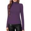 image:imageMANGOPOP Womens Mock Turtle Neck Slim Fit Long Sleeve Shirts Fall Fashion Tight Tops Basic Tee Winter Undershirt25 Purple