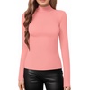 image:imageMANGOPOP Womens Mock Turtle Neck Slim Fit Long Sleeve Shirts Fall Fashion Tight Tops Basic Tee Winter Undershirt26 Pink