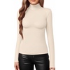 image:imageMANGOPOP Womens Mock Turtle Neck Slim Fit Long Sleeve Shirts Fall Fashion Tight Tops Basic Tee Winter Undershirt27 Light Apricot