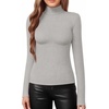 image:imageMANGOPOP Womens Mock Turtle Neck Slim Fit Long Sleeve Shirts Fall Fashion Tight Tops Basic Tee Winter Undershirt28 Light Grey
