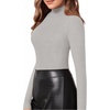 image:imageMANGOPOP Womens Mock Turtle Neck Slim Fit Long Sleeve Shirts Fall Fashion Tight Tops Basic Tee Winter Undershirt28 Light Grey