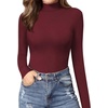 image:imageMANGOPOP Womens Mock Turtle Neck Slim Fit Long Sleeve Shirts Fall Fashion Tight Tops Basic Tee Winter UndershirtBlackWhiteBurgundy