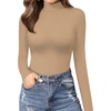 image:imageMANGOPOP Womens Mock Turtle Neck Slim Fit Long Sleeve Shirts Fall Fashion Tight Tops Basic Tee Winter UndershirtBlackWhiteMocha