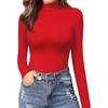 image:imageMANGOPOP Womens Mock Turtle Neck Slim Fit Long Sleeve Shirts Fall Fashion Tight Tops Basic Tee Winter UndershirtBlackWhiteRed
