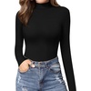 image:imageMANGOPOP Womens Mock Turtle Neck Slim Fit Long Sleeve Shirts Fall Fashion Tight Tops Basic Tee Winter UndershirtBlackWhiteRed