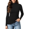 image:imageMANGOPOP Womens Mock Turtleneck Long Sleeve Shirt Fall Outfits Fashion Thermal Undershirt Basic Tops Fleece Lined Tee 202501 Black
