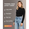 image:imageMANGOPOP Womens Mock Turtleneck Long Sleeve Shirt Fall Outfits Fashion Thermal Undershirt Basic Tops Fleece Lined Tee 202501 Black