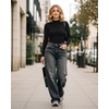 image:imageMANGOPOP Womens Mock Turtleneck Long Sleeve Shirt Fall Outfits Fashion Thermal Undershirt Basic Tops Fleece Lined Tee 202501 Black