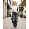 image:imageMANGOPOP Womens Mock Turtleneck Long Sleeve Shirt Fall Outfits Fashion Thermal Undershirt Basic Tops Fleece Lined Tee 202502 White