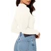 image:imageMANGOPOP Womens Mock Turtleneck Long Sleeve Shirt Fall Outfits Fashion Thermal Undershirt Basic Tops Fleece Lined Tee 202502 White