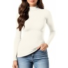 image:imageMANGOPOP Womens Mock Turtleneck Long Sleeve Shirt Fall Outfits Fashion Thermal Undershirt Basic Tops Fleece Lined Tee 202502 White