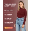 image:imageMANGOPOP Womens Mock Turtleneck Long Sleeve Shirt Fall Outfits Fashion Thermal Undershirt Basic Tops Fleece Lined Tee 2025Burgundy