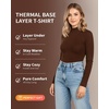 image:imageMANGOPOP Womens Mock Turtleneck Long Sleeve Shirt Fall Outfits Fashion Thermal Undershirt Basic Tops Fleece Lined Tee 2025Coffee