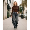 image:imageMANGOPOP Womens Mock Turtleneck Long Sleeve Shirt Fall Outfits Fashion Thermal Undershirt Basic Tops Fleece Lined Tee 2025Coffee