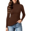 image:imageMANGOPOP Womens Mock Turtleneck Long Sleeve Shirt Fall Outfits Fashion Thermal Undershirt Basic Tops Fleece Lined Tee 2025Coffee