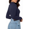 image:imageMANGOPOP Womens Mock Turtleneck Long Sleeve Shirt Fall Outfits Fashion Thermal Undershirt Basic Tops Fleece Lined Tee 2025Deep Blue