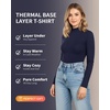 image:imageMANGOPOP Womens Mock Turtleneck Long Sleeve Shirt Fall Outfits Fashion Thermal Undershirt Basic Tops Fleece Lined Tee 2025Deep Blue