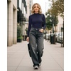 image:imageMANGOPOP Womens Mock Turtleneck Long Sleeve Shirt Fall Outfits Fashion Thermal Undershirt Basic Tops Fleece Lined Tee 2025Deep Blue