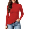 image:imageMANGOPOP Womens Mock Turtleneck Long Sleeve Shirt Fall Outfits Fashion Thermal Undershirt Basic Tops Fleece Lined Tee 2025Red