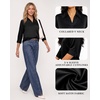 image:imageMANGOPOP Womens Satin Tunic Tops V Neck 34 Sleeve Blouses Trendy Dressy Shirts Business Casual Shirt 2026Black