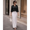 image:imageMANGOPOP Womens Satin Tunic Tops V Neck 34 Sleeve Blouses Trendy Dressy Shirts Business Casual Shirt 2026Black