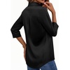 image:imageMANGOPOP Womens Satin Tunic Tops V Neck 34 Sleeve Blouses Trendy Dressy Shirts Business Casual Shirt 2026Black