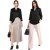 image:imageMANGOPOP Womens Satin Tunic Tops V Neck 34 Sleeve Blouses Trendy Dressy Shirts Business Casual Shirt 2026Black